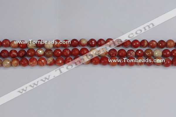 CRE331 15.5 inches 6mm faceted round red jasper beads