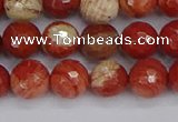 CRE332 15.5 inches 8mm faceted round red jasper beads