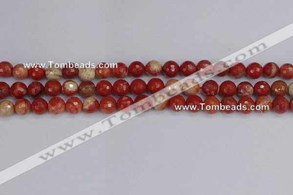 CRE332 15.5 inches 8mm faceted round red jasper beads