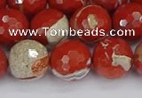 CRE334 15.5 inches 12mm faceted round red jasper beads