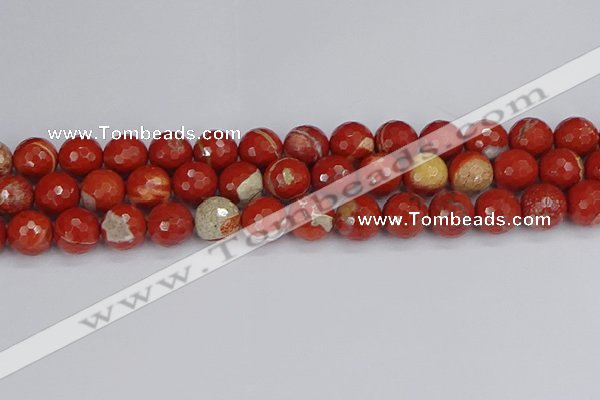 CRE334 15.5 inches 12mm faceted round red jasper beads