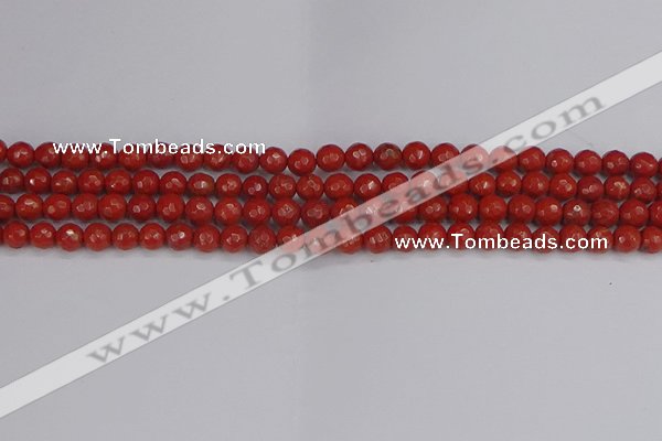 CRE338 15.5 inches 4mm faceted round red jasper beads