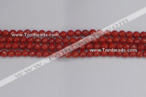 CRE339 15.5 inches 6mm faceted round red jasper beads