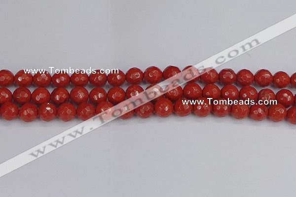 CRE341 15.5 inches 10mm faceted round red jasper beads