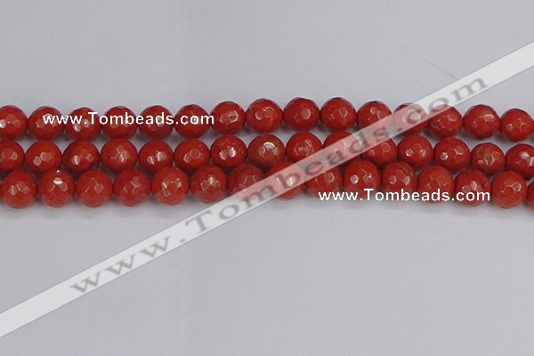 CRE342 15.5 inches 12mm faceted round red jasper beads