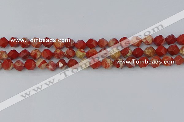 CRE346 15.5 inches 8mm faceted nuggets red jasper beads