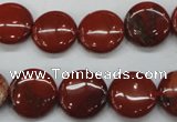 CRE35 15.5 inches 14mm flat round red jasper beads wholesale