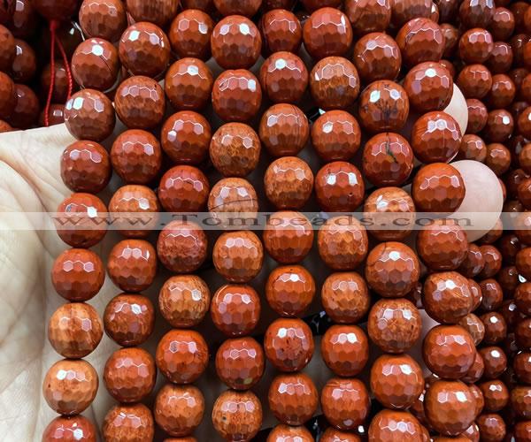 CRE386 15 inches 10mm faceted round red jasper beads wholesale