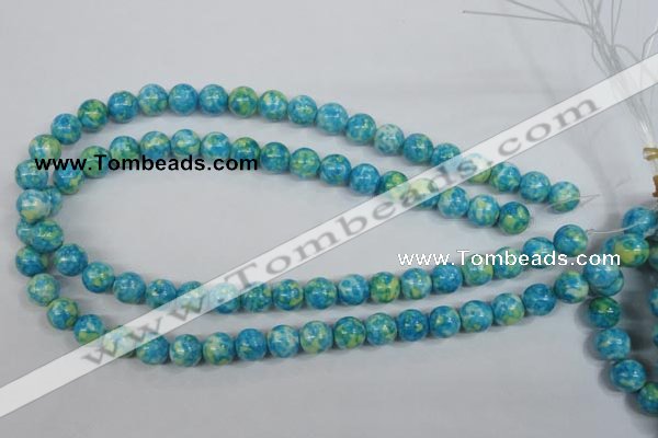 CRF103 15.5 inches 10mm round dyed rain flower stone beads wholesale