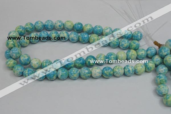 CRF105 15.5 inches 14mm round dyed rain flower stone beads wholesale