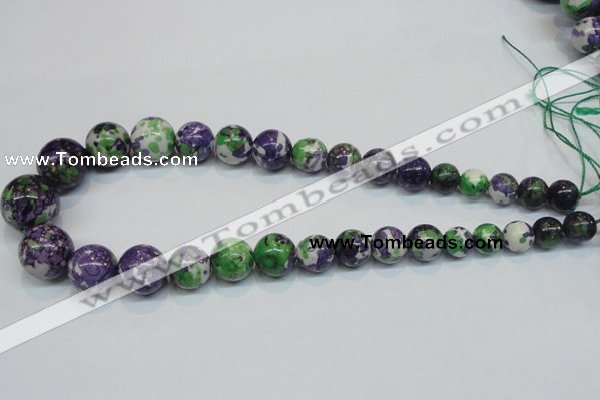 CRF11 15.5 inches multi sizes round dyed rain flower stone beads