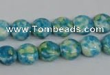 CRF116 15.5 inches 10mm flat round dyed rain flower stone beads