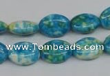 CRF124 15.5 inches 10*14mm oval dyed rain flower stone beads