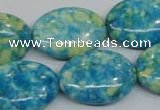 CRF128 15.5 inches 18*25mm oval dyed rain flower stone beads