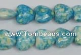 CRF132 15.5 inches 14*14mm heart dyed rain flower stone beads