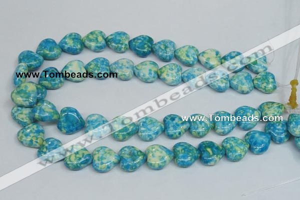 CRF134 15.5 inches 18*18mm heart dyed rain flower stone beads