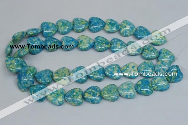 CRF135 15.5 inches 20*20mm heart dyed rain flower stone beads