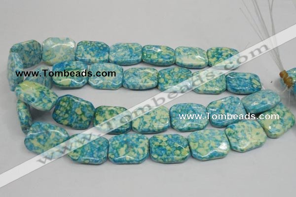 CRF145 15.5 inches 20*26mm rectangle dyed rain flower stone beads