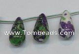 CRF15 11*21mm top-drilled teardrop dyed rain flower stone beads