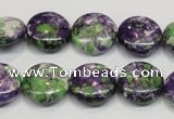 CRF16 15.5 inches 16mm flat round dyed rain flower stone beads