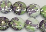 CRF17 15.5 inches 20mm flat round dyed rain flower stone beads