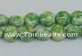 CRF196 15.5 inches 10mm flat round dyed rain flower stone beads