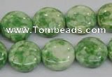 CRF199 15.5 inches 16mm flat round dyed rain flower stone beads