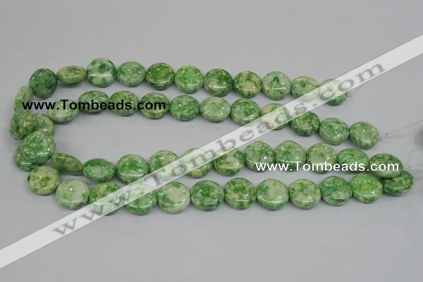 CRF199 15.5 inches 16mm flat round dyed rain flower stone beads