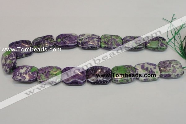 CRF20 15.5 inches 20*26mm rectangle dyed rain flower stone beads