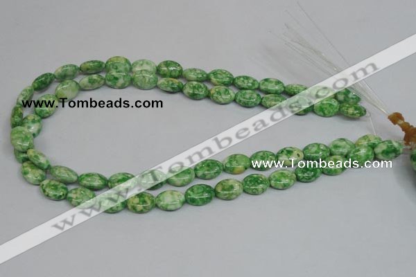 CRF204 15.5 inches 10*14mm oval dyed rain flower stone beads