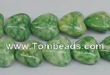 CRF212 15.5 inches 14*14mm heart dyed rain flower stone beads