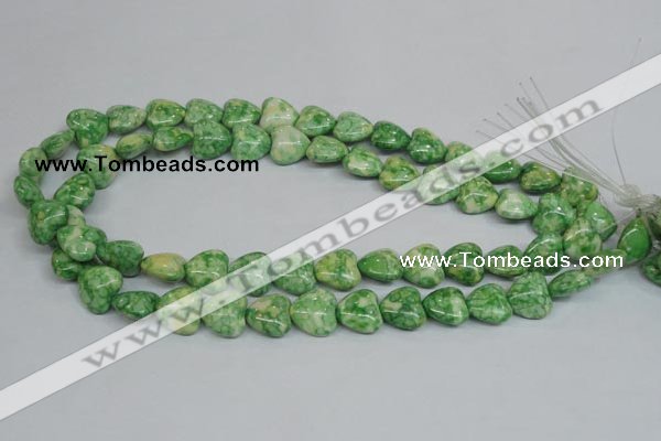 CRF212 15.5 inches 14*14mm heart dyed rain flower stone beads