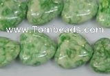 CRF214 15.5 inches 18*18mm heart dyed rain flower stone beads