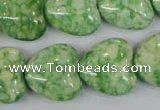 CRF215 15.5 inches 20*20mm heart dyed rain flower stone beads