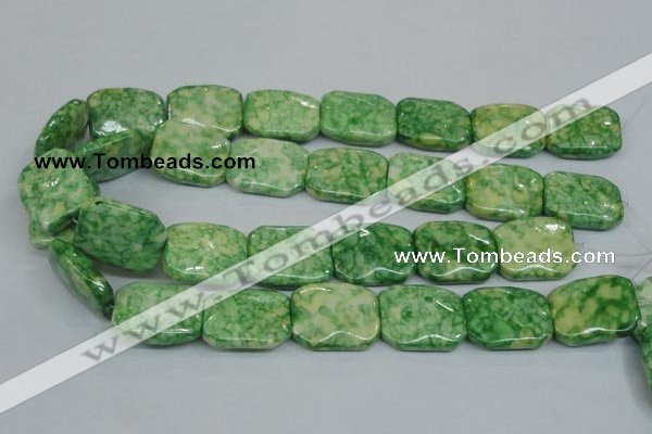 CRF225 15.5 inches 20*26mm rectangle dyed rain flower stone beads