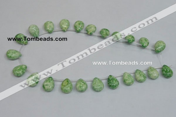 CRF228 Top-drilled 13*18mm flat teardrop dyed rain flower stone beads