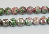 CRF23 15.5 inches 8mm round dyed rain flower stone beads wholesale