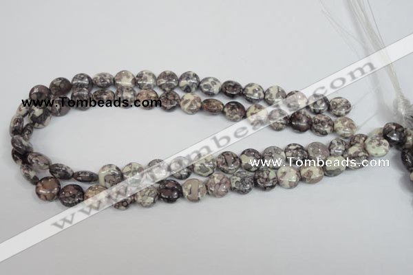 CRF235 15.5 inches 10mm flat round dyed rain flower stone beads