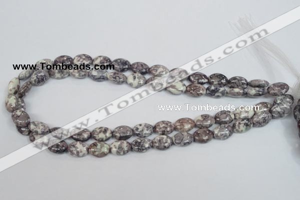 CRF243 15.5 inches 10*14mm oval dyed rain flower stone beads