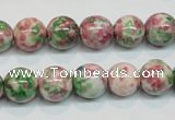 CRF25 15.5 inches 12mm round dyed rain flower stone beads wholesale