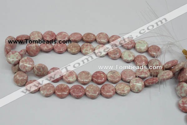 CRF258 15.5 inches 16mm flat round dyed rain flower stone beads