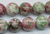 CRF27 15.5 inches 16mm round dyed rain flower stone beads wholesale