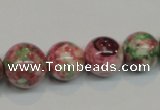 CRF31 15.5 inches multi sizes round dyed rain flower stone beads