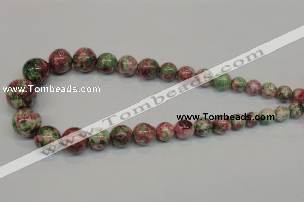 CRF31 15.5 inches multi sizes round dyed rain flower stone beads