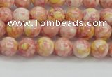 CRF314 15.5 inches 4mm round dyed rain flower stone beads wholesale