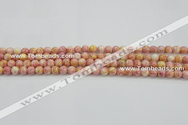 CRF314 15.5 inches 4mm round dyed rain flower stone beads wholesale