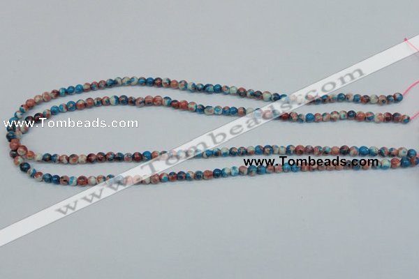 CRF34 15.5 inches 4mm round dyed rain flower stone beads wholesale