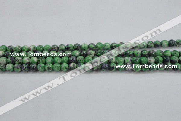 CRF349 15.5 inches 4mm round dyed rain flower stone beads wholesale