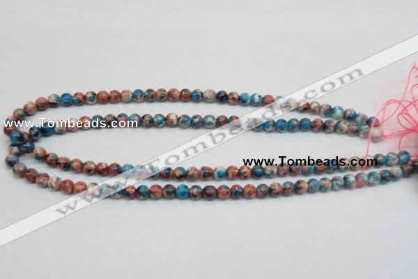 CRF35 15.5 inches 6mm round dyed rain flower stone beads wholesale