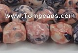 CRF359 15.5 inches 11*12mm skull dyed rain flower stone beads